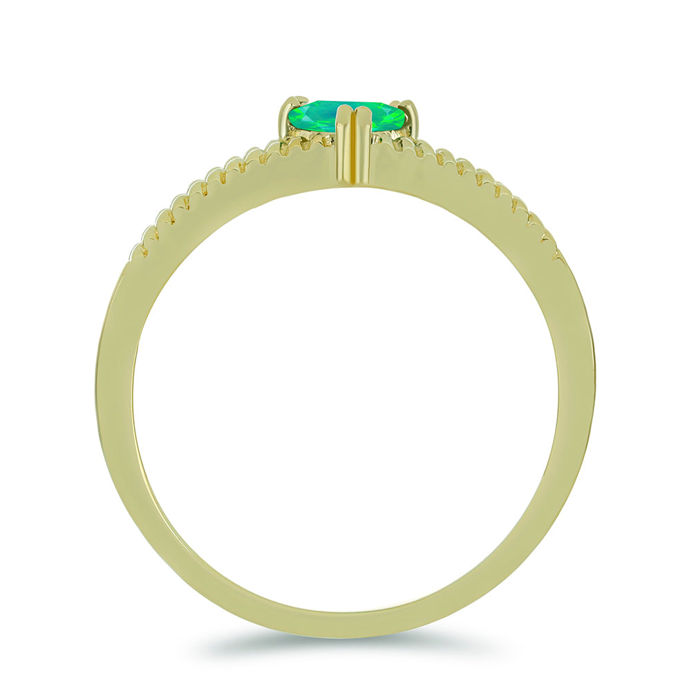 Inel din Argint 925 Placat cu Aur ( 2.29 grame ) cu Opal Verde Etiopian Lega Dembi 0.25 Carate 2 