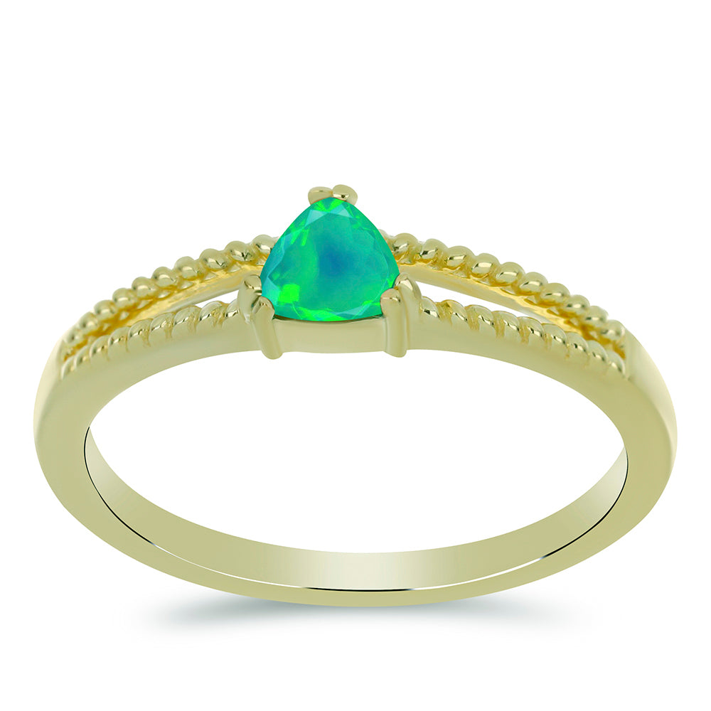 Inel din Argint 925 Placat cu Aur ( 2.29 grame ) cu Opal Verde Etiopian Lega Dembi 0.25 Carate 3 