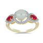 Inel din Argint 925 Placat cu Aur ( 4.27 grame ) cu Perlă de Apă Dulce Albă și Rubin Malagasy 4.13 Carate