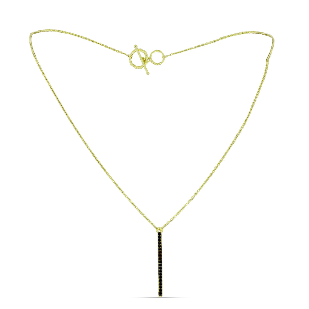 Colier din Argint 925 Placat cu Aur ( 3.72 grame ) cu Spinel Negru 0.24 Carate 1 