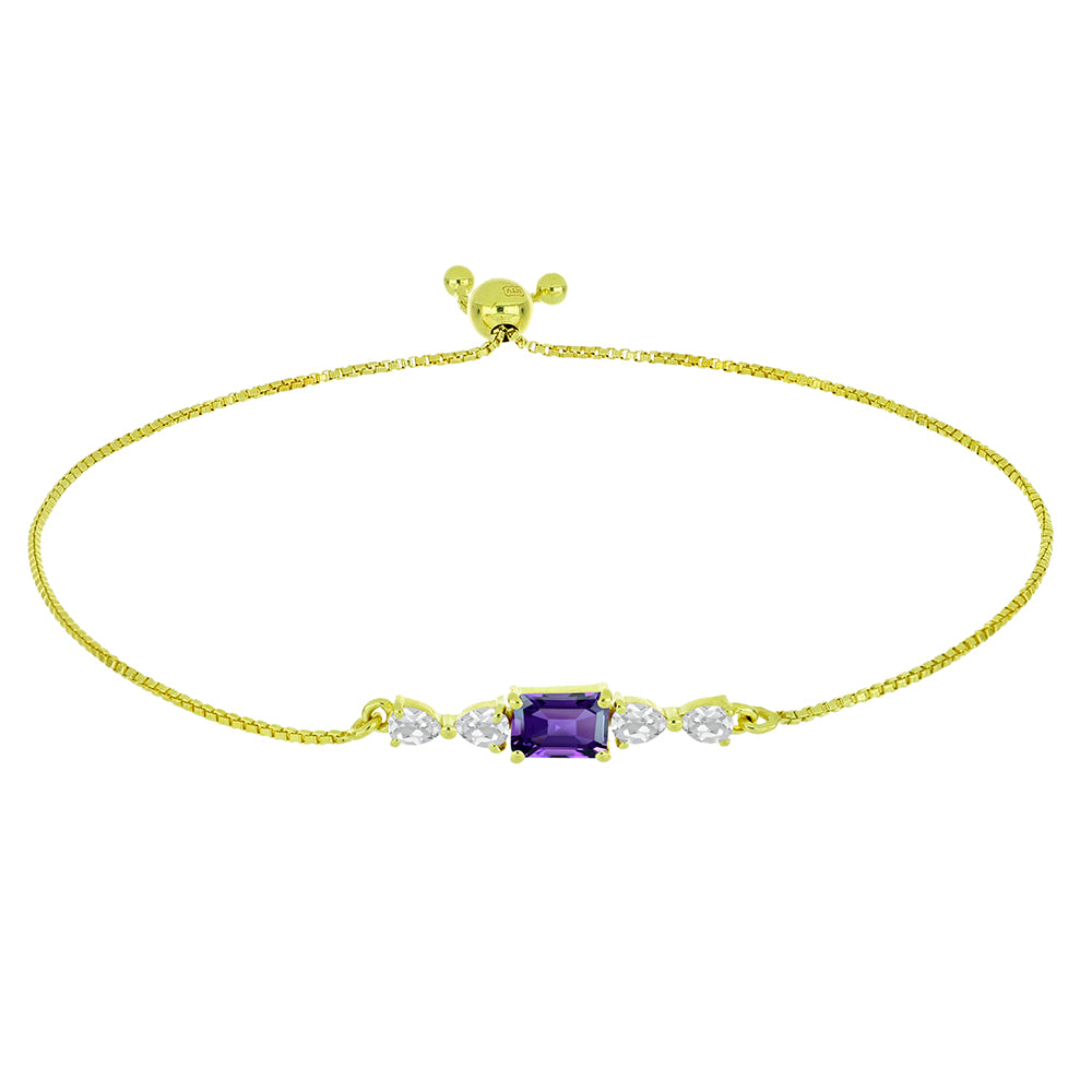 Brățară din Argint 925 Placat cu Aur ( 2.83 grame ) cu Ametist Marocan și Topaz Alb 1.77 Carate