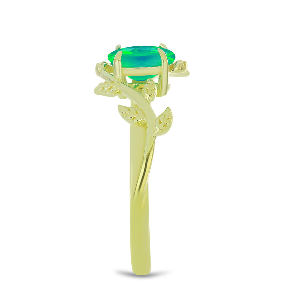 Inel din Argint 925 Placat cu Aur ( 2.52 grame ) cu Opal Verde Etiopian Lega Dembi 0.44 Carate