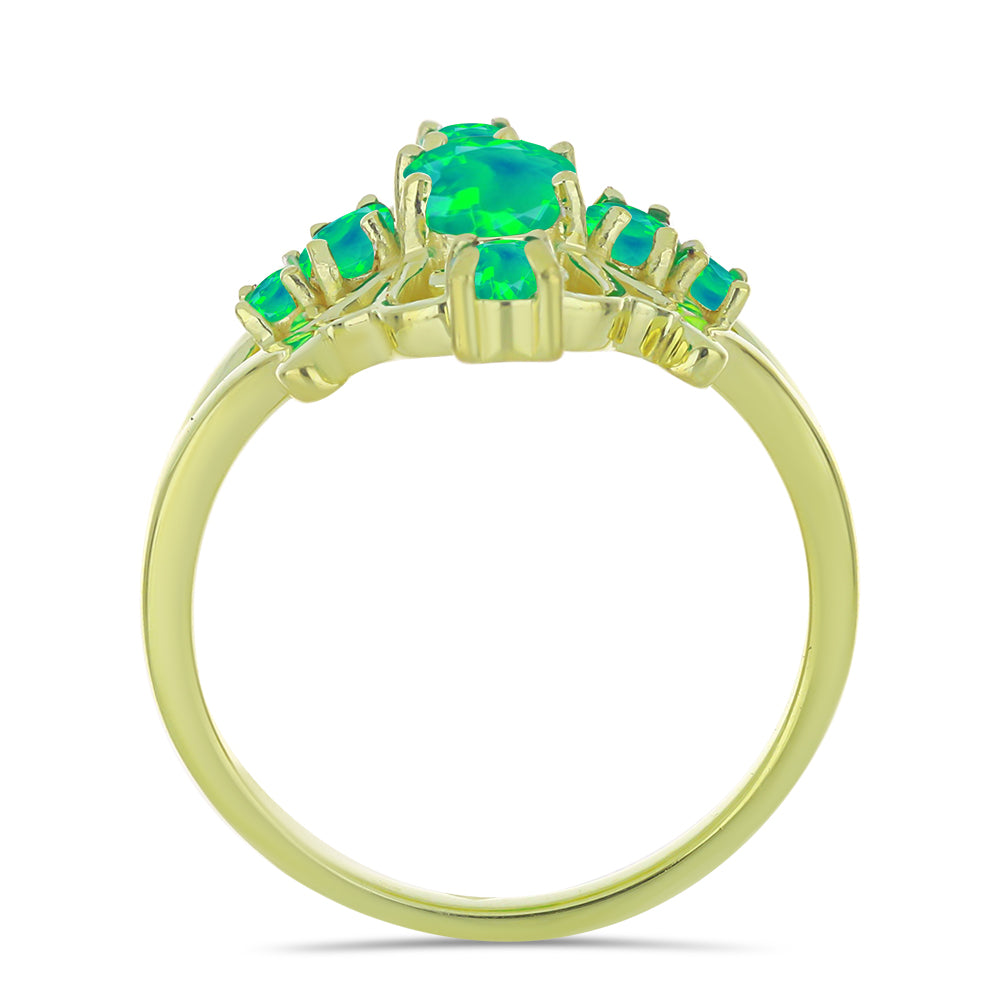 Inel din Argint 925 Placat cu Aur ( 4.68 grame ) cu Opal Verde Etiopian Lega Dembi 0.82 Carate 2 