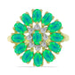 Inel din Argint 925 Placat cu Aur ( 4.32 grame ) cu Opal Verde Etiopian Lega Dembi și Topaz Alb 2.29 Carate