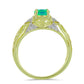 Inel din Argint 925 Placat cu Aur ( 3.63 grame ) cu Opal Verde Etiopian Lega Dembi și Topaz Alb 0.57 Carate
