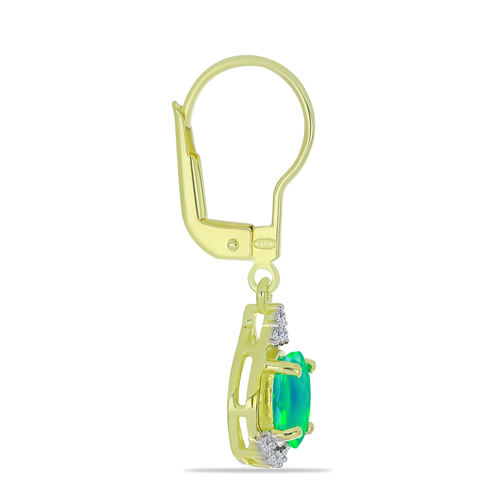 Cercei din Argint 925 Placat cu Aur ( 2.22 grame ) cu Opal Verde Etiopian Lega Dembi și Topaz Alb 0.97 Carate 2 