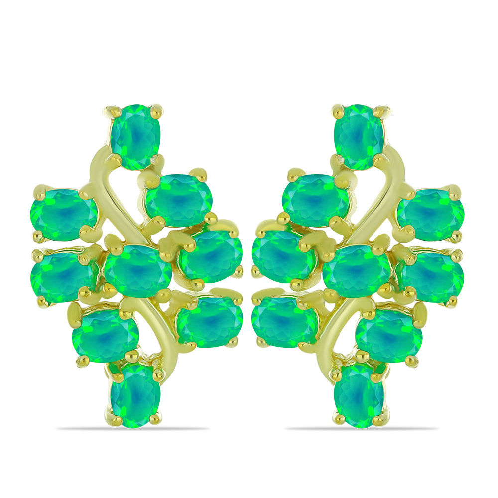 Cercei din Argint 925 Placat cu Aur ( 4.63 grame ) cu Opal Verde Etiopian Lega Dembi 1.64 Carate 1 