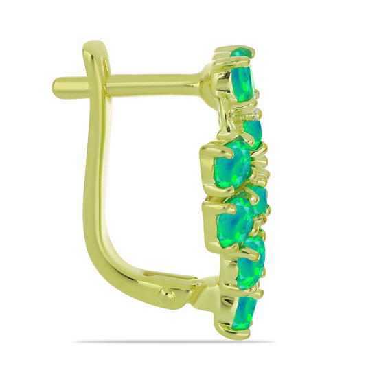 Cercei din Argint 925 Placat cu Aur ( 4.63 grame ) cu Opal Verde Etiopian Lega Dembi 1.64 Carate