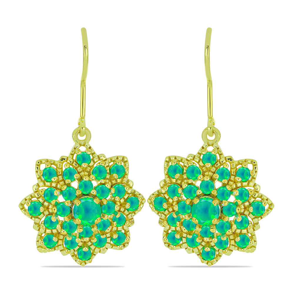 Cercei din Argint 925 Placat cu Aur ( 4.62 grame ) cu Opal Verde Etiopian Lega Dembi 1.35 Carate
