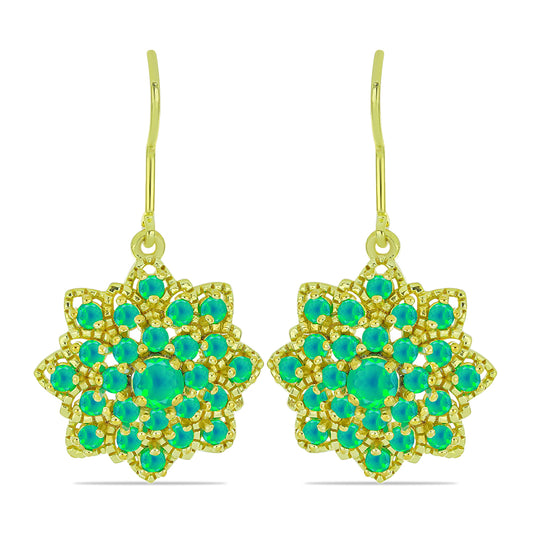 Cercei din Argint 925 Placat cu Aur ( 4.62 grame ) cu Opal Verde Etiopian Lega Dembi 1.35 Carate