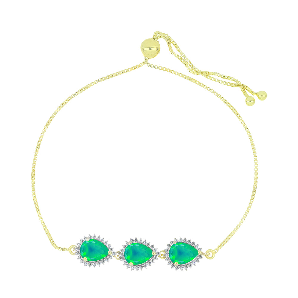 Brățară din Argint 925 Placat cu Aur ( 4.12 grame ) cu Opal Verde Etiopian Lega Dembi și Topaz Alb 2.23 Carate