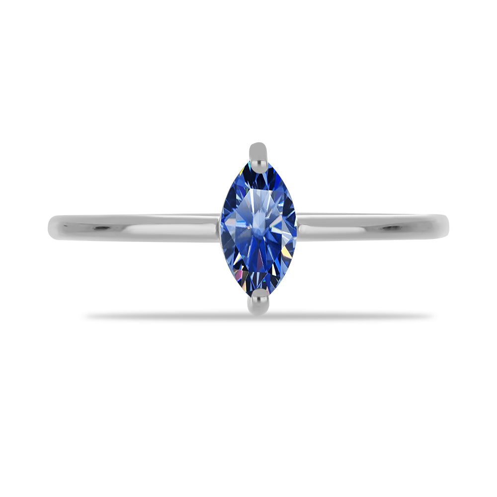 Inel din Argint 925 ( 1.68 grame ) cu Moissanite Albastru Regal cultivat în laborator 0.53 Carate 1 