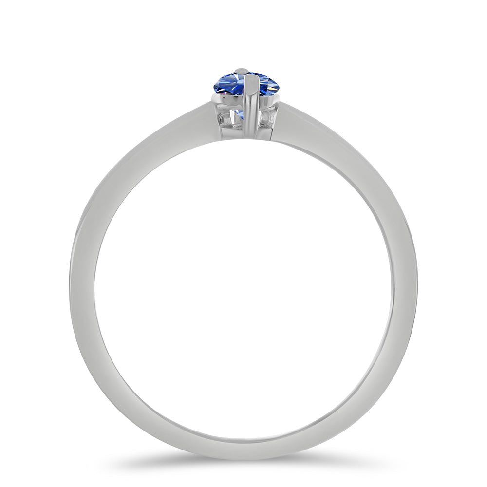 Inel din Argint 925 ( 1.68 grame ) cu Moissanite Albastru Regal cultivat în laborator 0.53 Carate