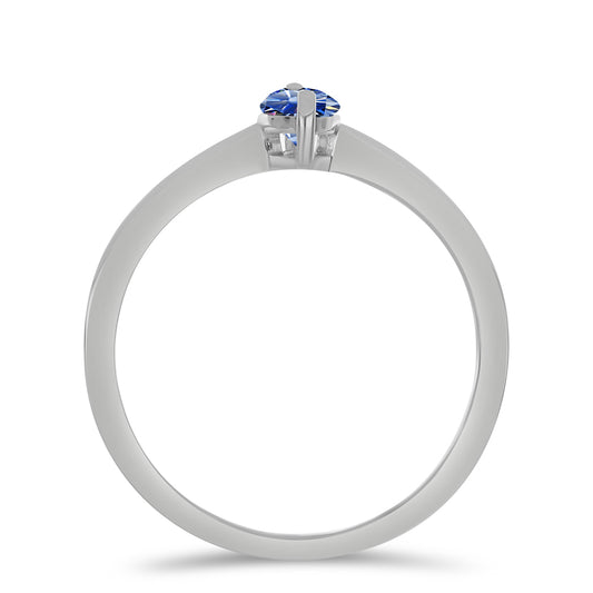 Inel din Argint 925 ( 1.68 grame ) cu Moissanite Albastru Regal cultivat în laborator 0.53 Carate