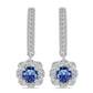 Cercei din Argint 925 ( 3.28 grame ) cu Moissanite Albastru Regal cultivat în laborator și Topaz Alb 1.24 Carate