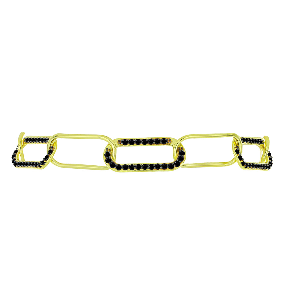 Brățară din Argint 925 Placat cu Aur ( 7.1 grame ) cu Spinel Negru 1.32 Carate 2 