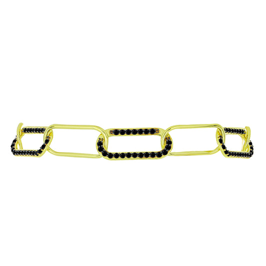 Brățară din Argint 925 Placat cu Aur ( 7.1 grame ) cu Spinel Negru 1.32 Carate