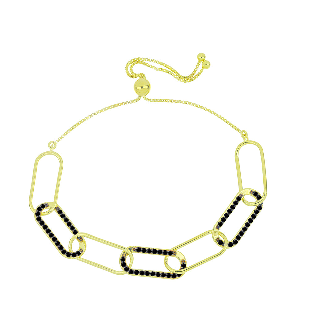 Brățară din Argint 925 Placat cu Aur ( 7.1 grame ) cu Spinel Negru 1.32 Carate 1 