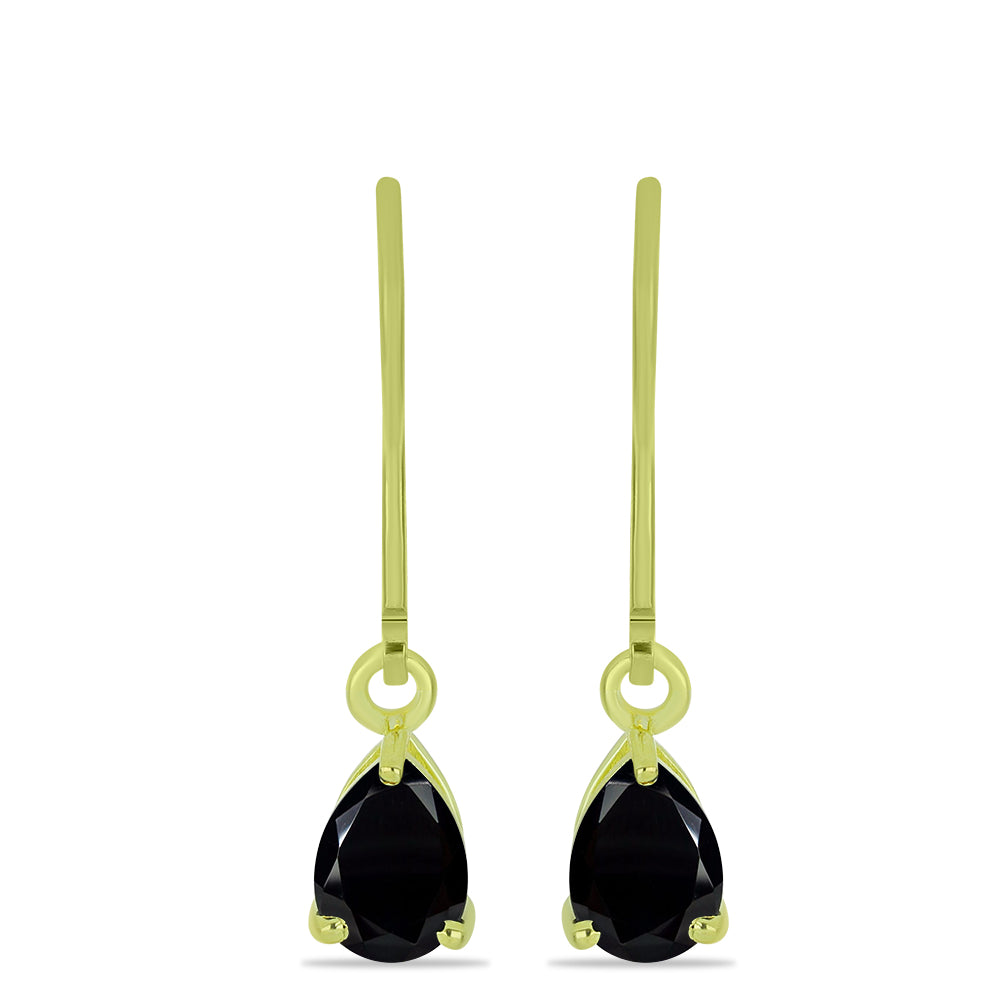 Cercei din Argint 925 Placat cu Aur ( 1.36 grame ) cu Spinel Negru 1.81 Carate 1 