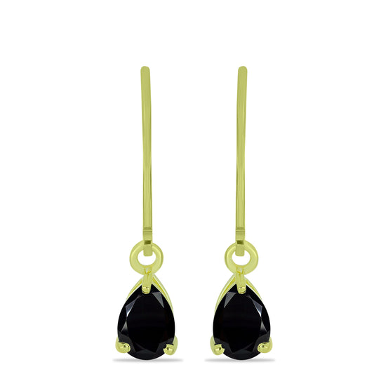 Cercei din Argint 925 Placat cu Aur ( 1.36 grame ) cu Spinel Negru 1.81 Carate