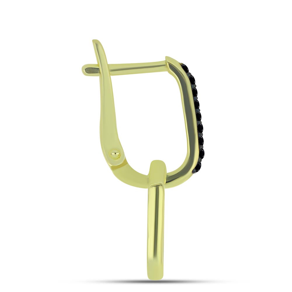 Cercei din Argint 925 Placat cu Aur ( 3.52 grame ) cu Spinel Negru 0.2 Carate 2 