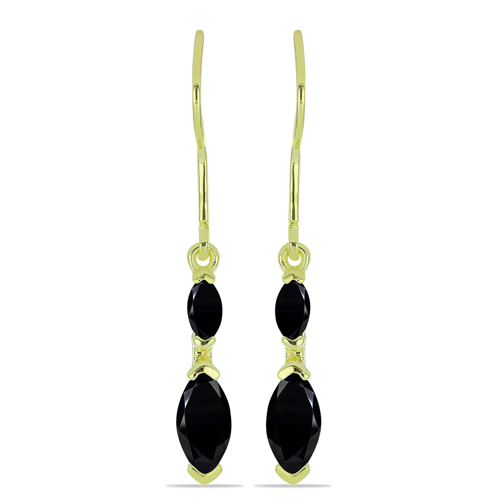 Cercei din Argint 925 Placat cu Aur ( 1.98 grame ) cu Spinel Negru 1.65 Carate 1 