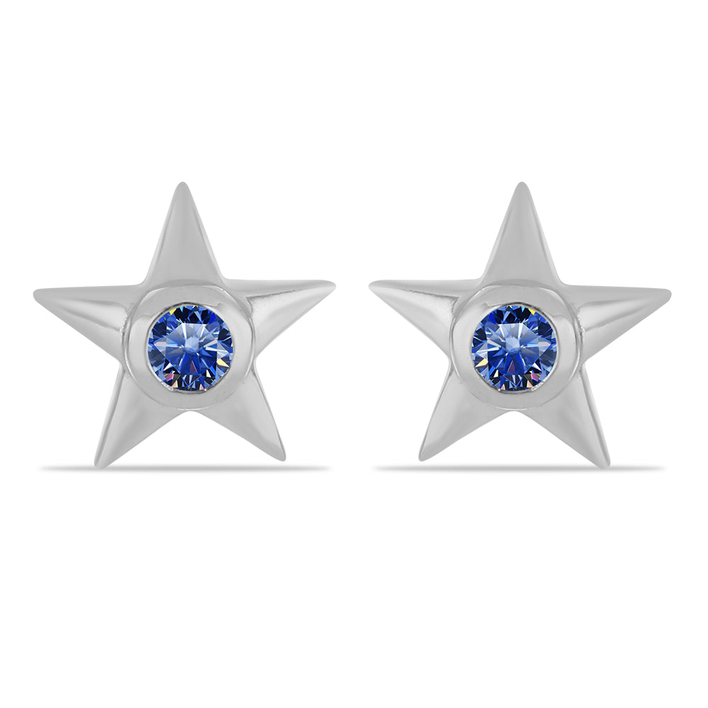 Cercei din Argint 925 ( 1.79 grame ) cu Moissanite Albastru Regal cultivat în laborator 0.21 Carate