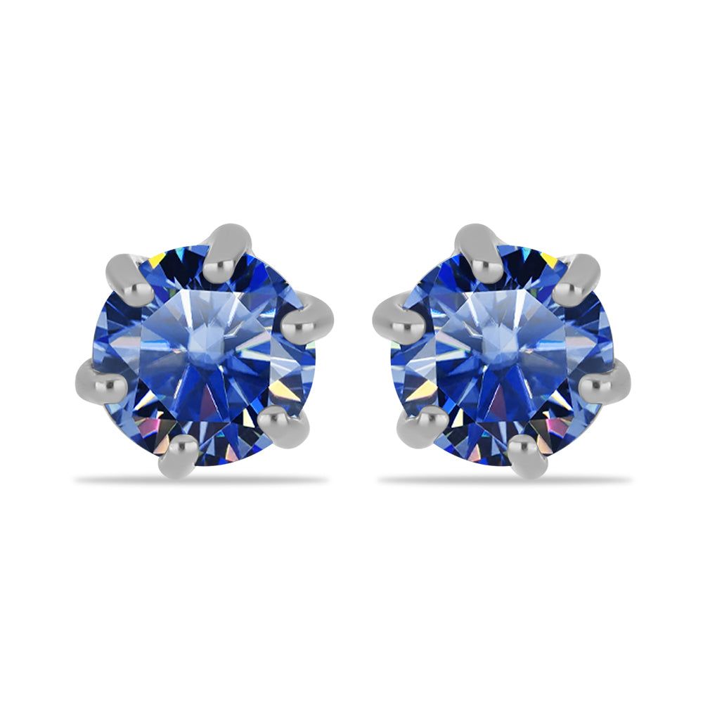 Cercei din Argint 925 ( 0.81 grame ) cu Moissanite Albastru Regal cultivat în laborator 0.88 Carate 1 