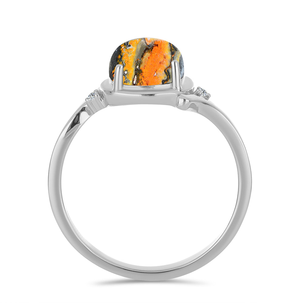 Inel din Argint 925 ( 2.31 grame ) cu Jasp Bumble Bee și Topaz Alb 1.85 Carate 2 