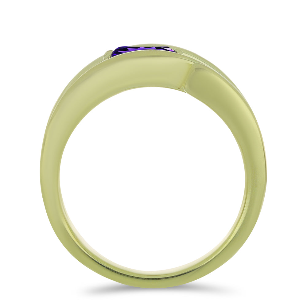 Inel din Argint 925 Placat cu Aur ( 4.15 grame ) cu Ametist Marocan 0.44 Carate 2 