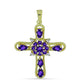 Cruce Pandantiv din Argint 925 Placat cu Aur ( 2.5 grame ) cu Ametist Marocan și Topaz Alb 1.53 Carate