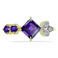 Inel din Argint 925 Placat cu Aur ( 2.4 grame ) cu Ametist Marocan și Topaz Alb 1.3 Carate