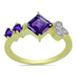 Inel din Argint 925 Placat cu Aur ( 2.4 grame ) cu Ametist Marocan și Topaz Alb 1.3 Carate