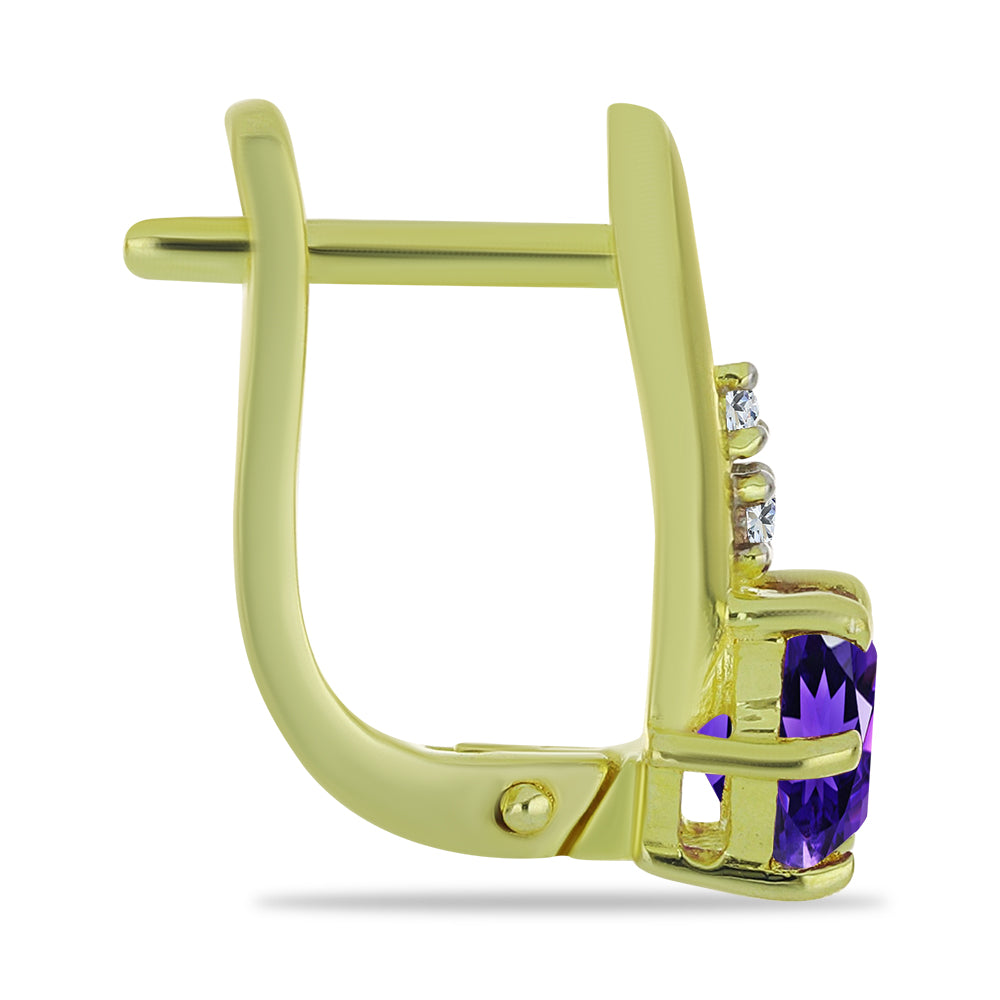 Cercei din Argint 925 Placat cu Aur ( 3.48 grame ) cu Ametist Marocan și Topaz Alb 1.53 Carate 2 