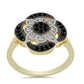 Inel din Argint 925 Placat cu Aur ( 3.21 grame ) cu Spinel Negru și Topaz Alb 0.33 Carate