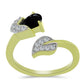 Inel din Argint 925 Placat cu Aur ( 2.94 grame ) cu Spinel Negru și Topaz Alb 0.76 Carate