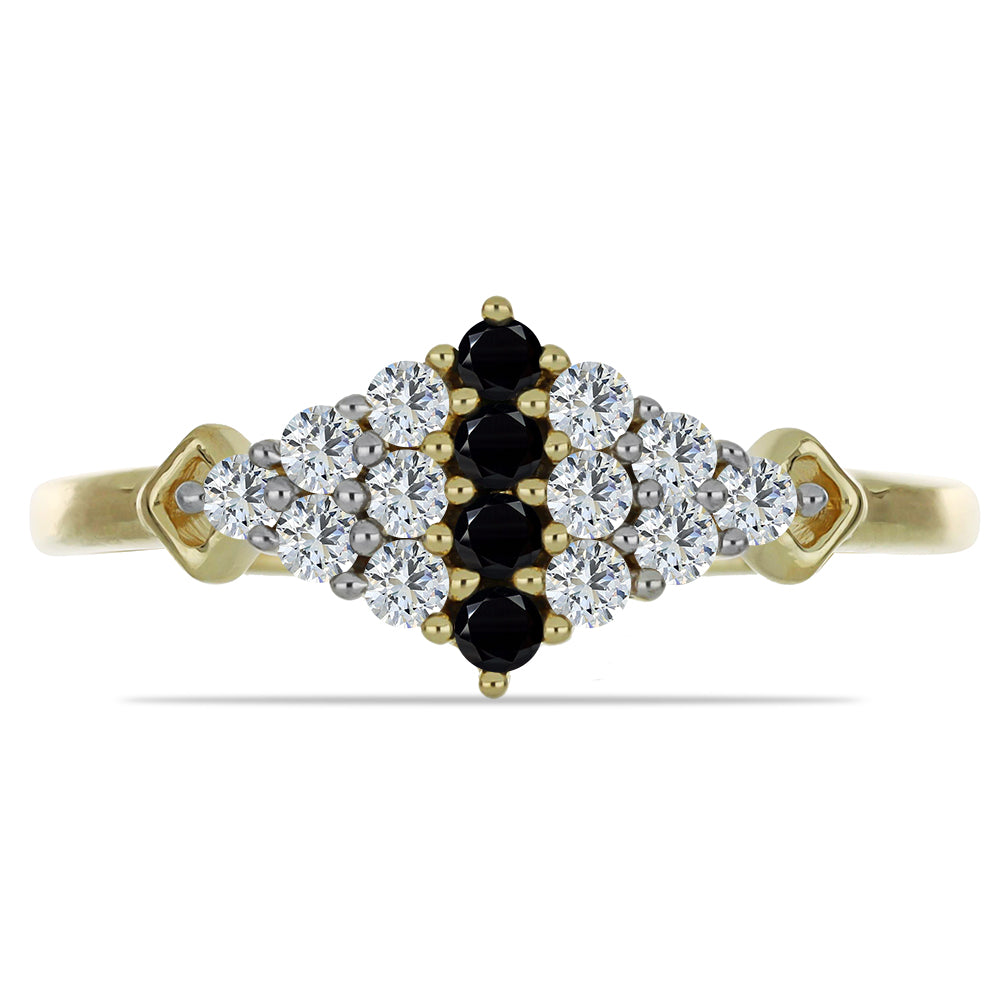 Inel din Argint 925 Placat cu Aur ( 2.07 grame ) cu Spinel Negru și Topaz Alb 0.66 Carate