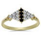 Inel din Argint 925 Placat cu Aur ( 2.07 grame ) cu Spinel Negru și Topaz Alb 0.66 Carate
