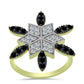 Inel din Argint 925 Placat cu Aur ( 4.73 grame ) cu Spinel Negru și Topaz Alb 1.19 Carate