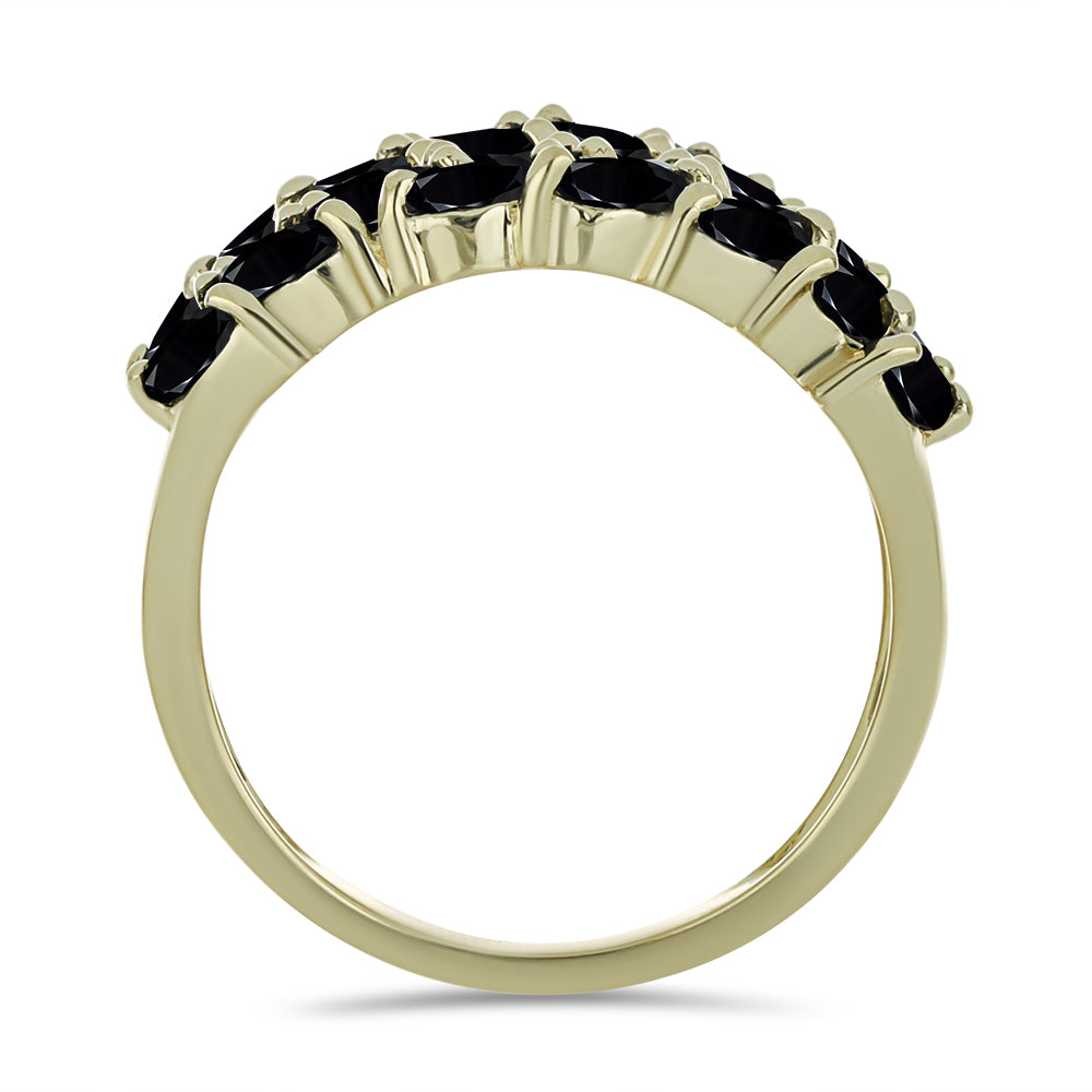 Inel din Argint 925 Placat cu Aur ( 3.55 grame ) cu Spinel Negru și Topaz Alb 5.89 Carate