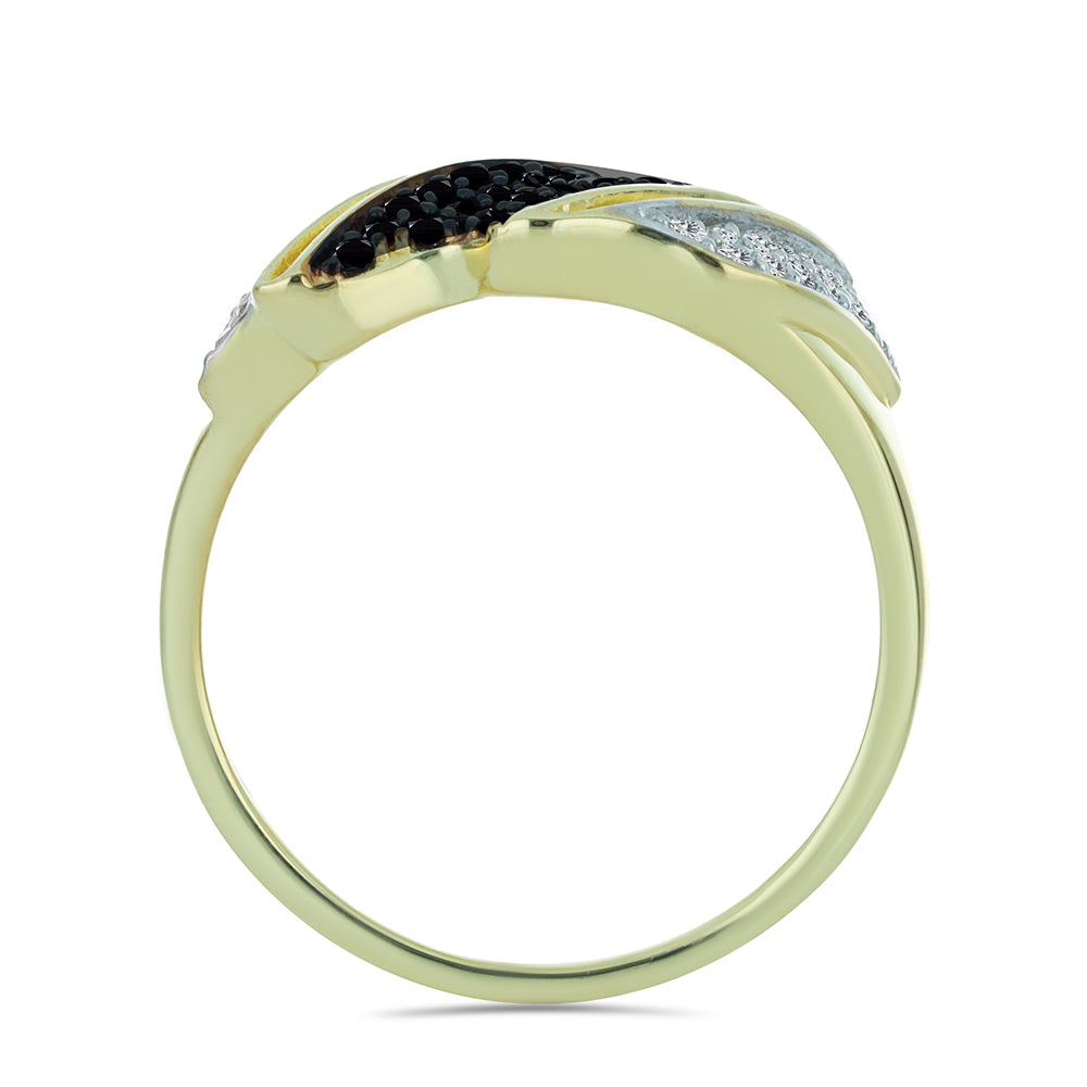Inel din Argint 925 Placat cu Aur ( 2.94 grame ) cu Spinel Negru și Topaz Alb 0.6 Carate 2 