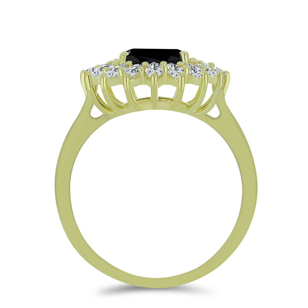 Inel din Argint 925 Placat cu Aur ( 3.79 grame ) cu Spinel Negru și Topaz Alb 3.69 Carate 2 