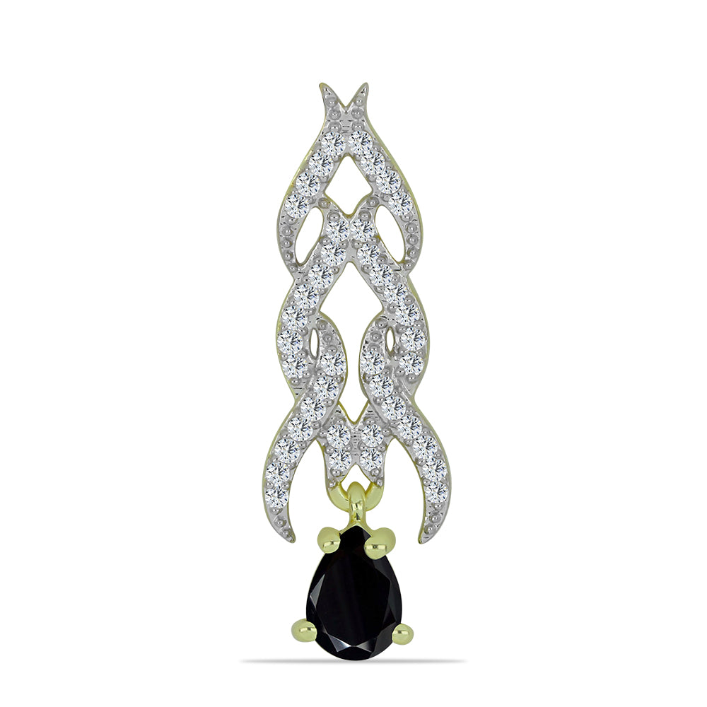 Pandantiv din Argint 925 Placat cu Aur ( 1.7 grame ) cu Spinel Negru și Topaz Alb 0.92 Carate 1 