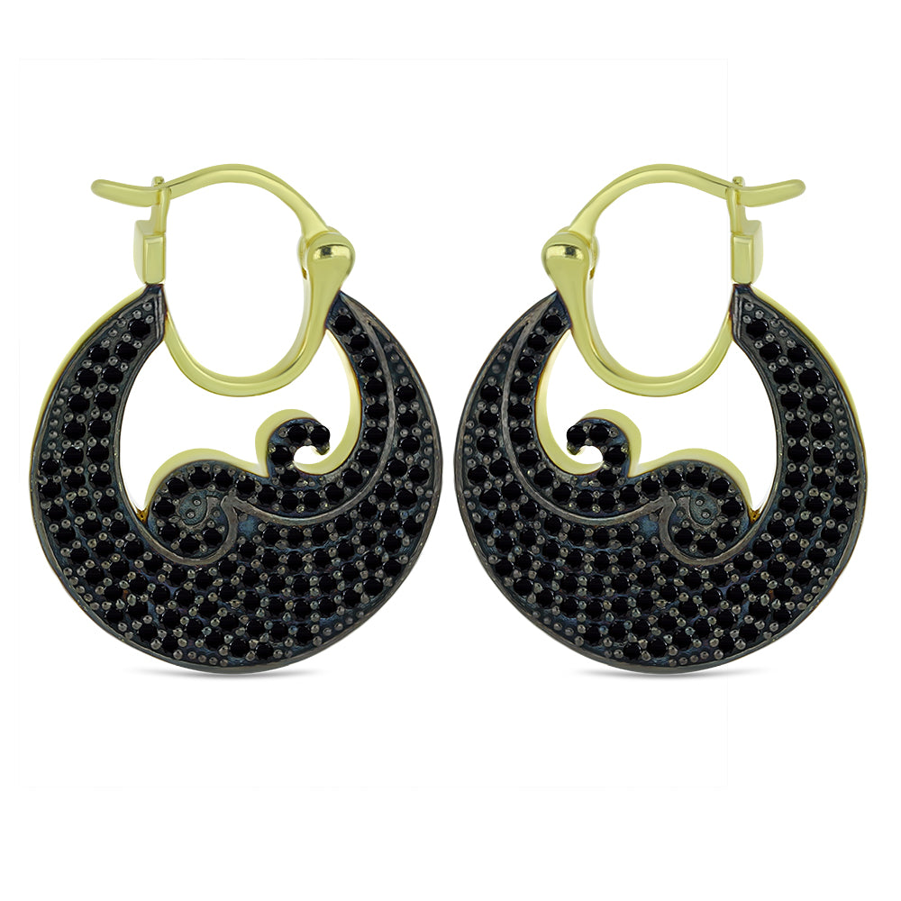 Cercei din Argint 925 Placat cu Aur ( 5.27 grame ) cu Spinel Negru 1.71 Carate 1 