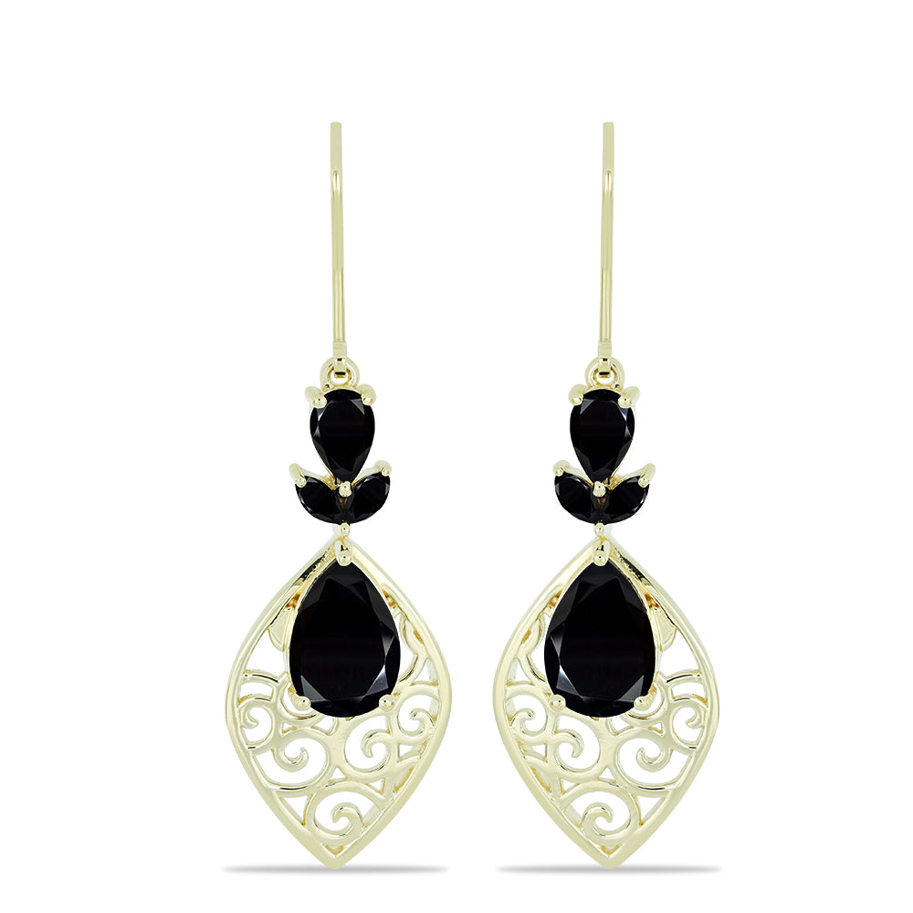 Cercei din Argint 925 Placat cu Aur ( 4.97 grame ) cu Spinel Negru 6.21 Carate 1 