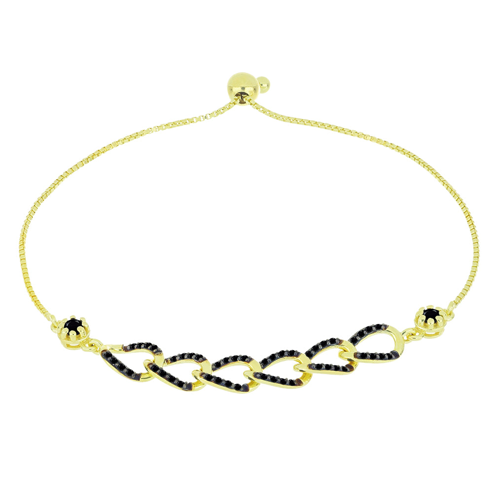 Brățară din Argint 925 Placat cu Aur ( 4.28 grame ) cu Spinel Negru 0.74 Carate