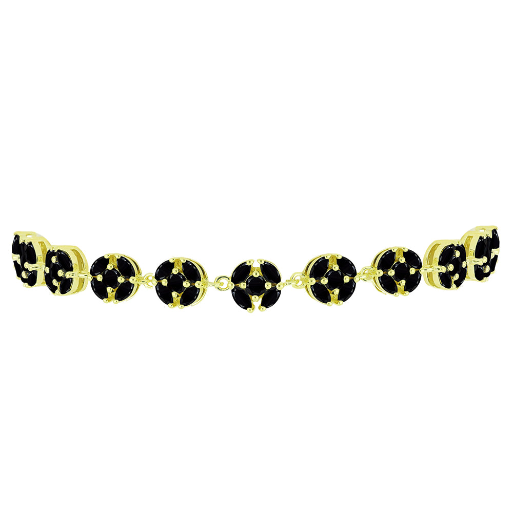 Brățară din Argint 925 Placat cu Aur ( 8.36 grame ) cu Spinel Negru 6.04 Carate 2 