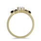 Inel din Argint 925 Placat cu Aur ( 2.08 grame ) cu Spinel Negru și Topaz Alb 1.42 Carate