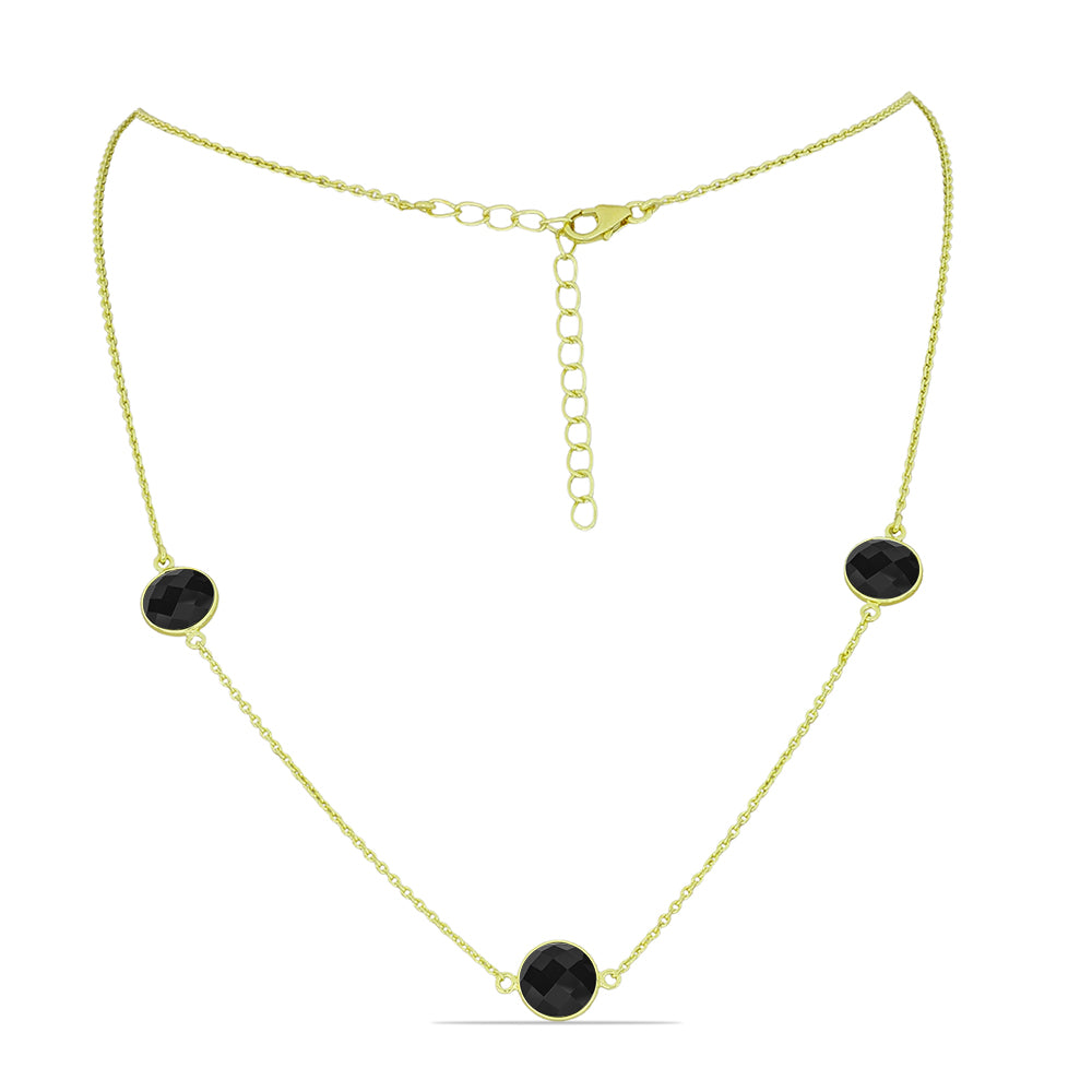 Colier din Argint 925 Placat cu Aur ( 3.16 grame ) cu Spinel Negru 11.23 Carate 1 