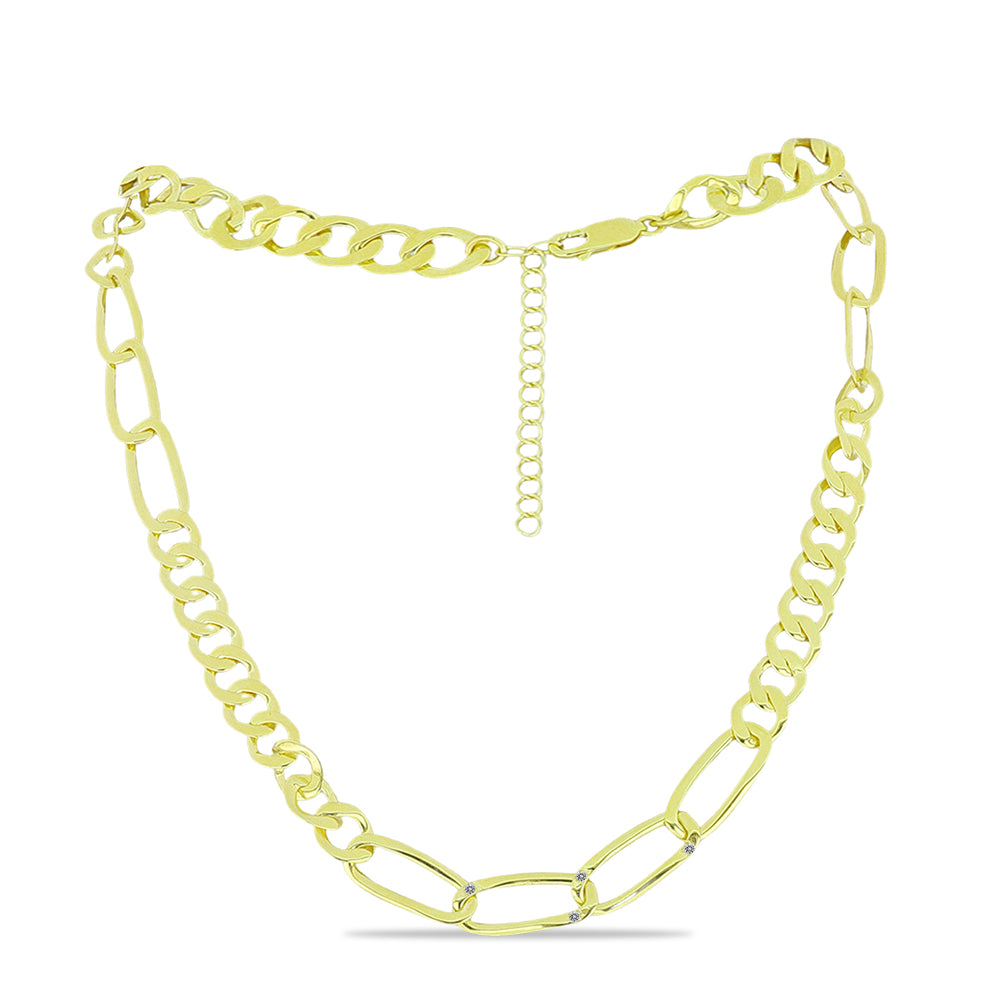 Colier din Argint 925 Placat cu Aur ( 16.29 grame ) cu Diamant Alb 0.03 Carate